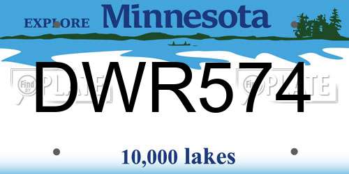 DWR574 Minnesota License Plate