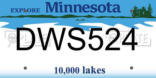 DWS524 Minnesota License Plate
