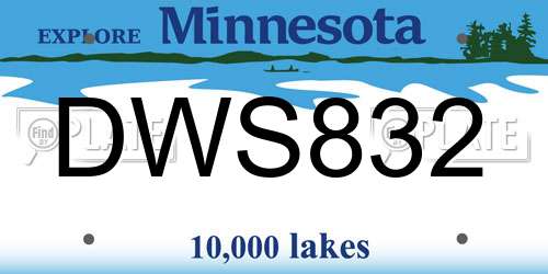 DWS832 Minnesota License Plate