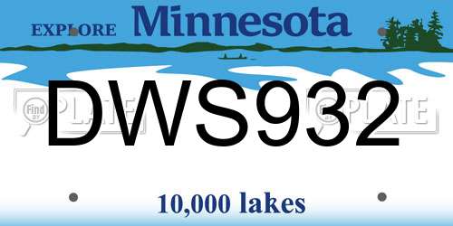 DWS932 Minnesota License Plate