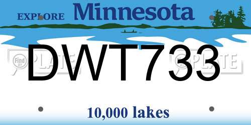 DWT733 Minnesota License Plate