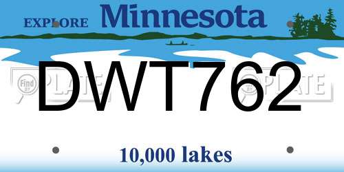 DWT762 Minnesota License Plate