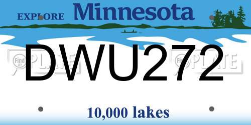 DWU272 Minnesota License Plate