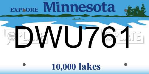 DWU761 Minnesota License Plate