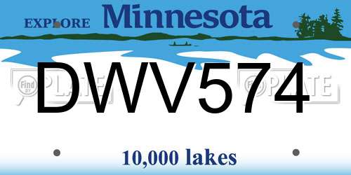 DWV574 Minnesota License Plate