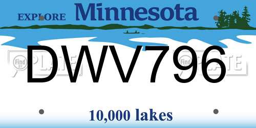 DWV796 Minnesota License Plate