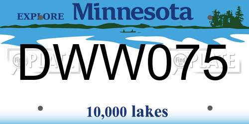 DWW075 Minnesota License Plate