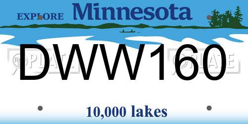 DWW160 Minnesota License Plate