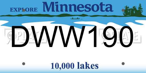 DWW190 Minnesota License Plate