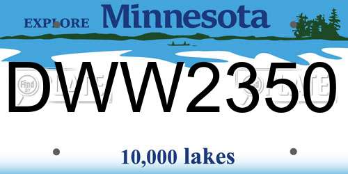 DWW2350 Minnesota License Plate