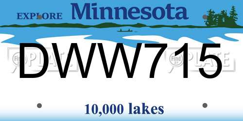 DWW715 Minnesota License Plate