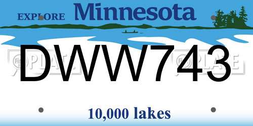 DWW743 Minnesota License Plate
