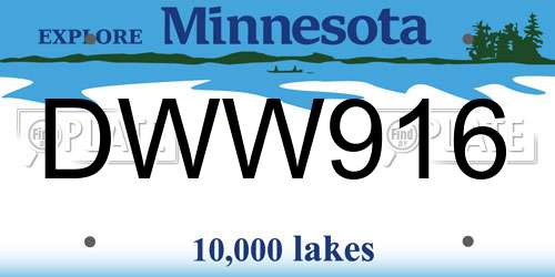 DWW916 Minnesota License Plate