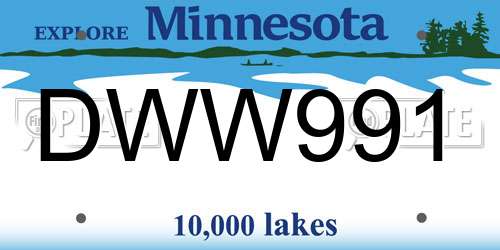 DWW991 Minnesota License Plate