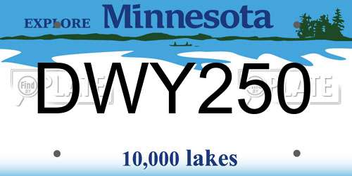 DWY250 Minnesota License Plate