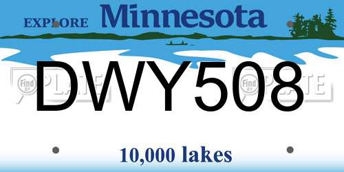 DWY508 Minnesota License Plate