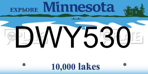 DWY530 Minnesota License Plate