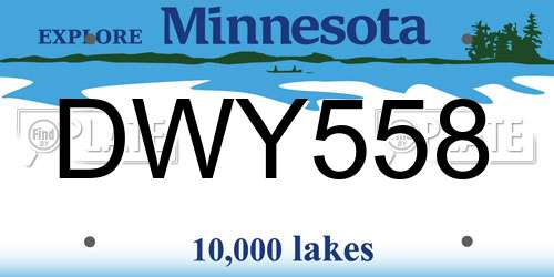 DWY558 Minnesota License Plate