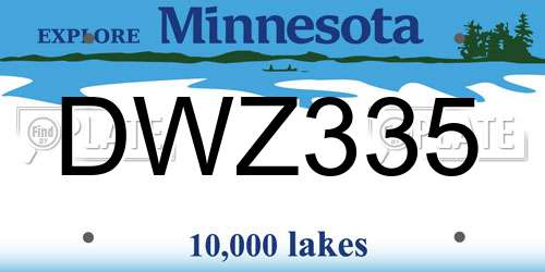 DWZ335 Minnesota License Plate