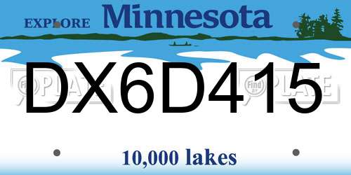 DX6D415 Minnesota License Plate
