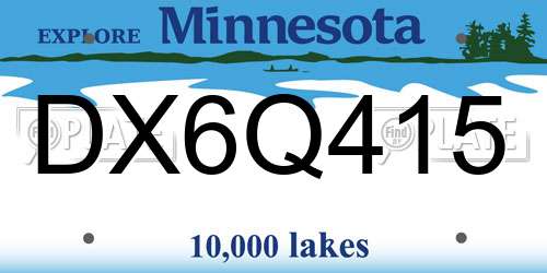 DX6Q415 Minnesota License Plate