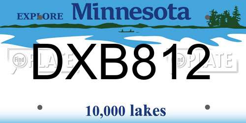 DXB812 Minnesota License Plate