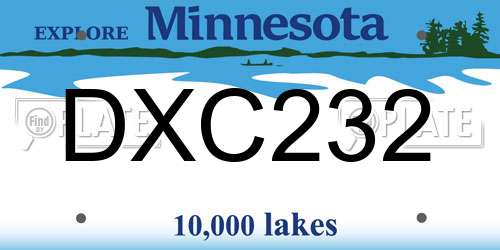 DXC232 Minnesota License Plate