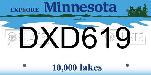 DXD619 Minnesota License Plate