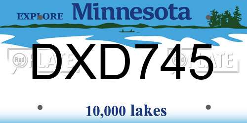 DXD745 Minnesota License Plate