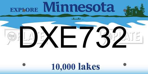 DXE732 Minnesota License Plate