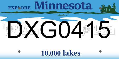 DXG0415 Minnesota License Plate