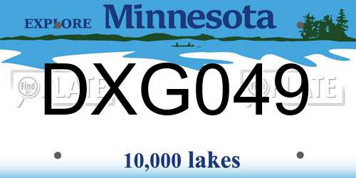 DXG049 Minnesota License Plate