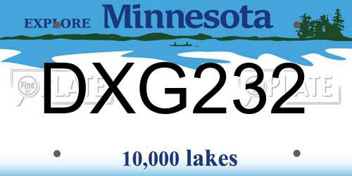 DXG232 Minnesota License Plate