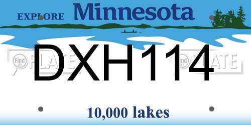 DXH114 Minnesota License Plate