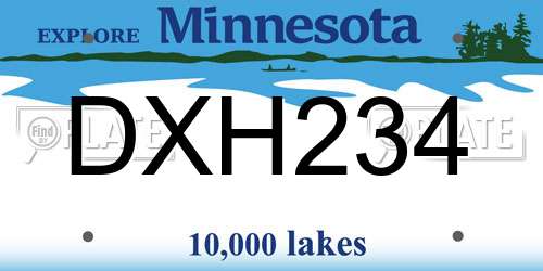 DXH234 Minnesota License Plate