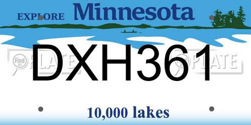 DXH361 Minnesota License Plate
