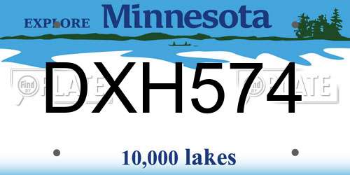 DXH574 Minnesota License Plate