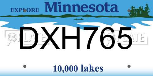 DXH765 Minnesota License Plate