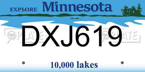 DXJ619 Minnesota License Plate