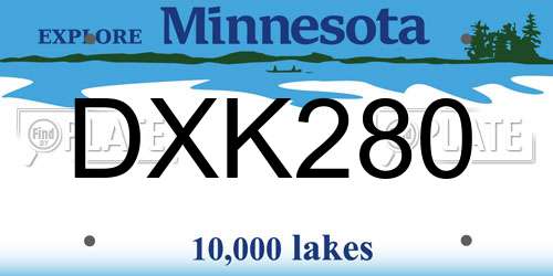 DXK280 Minnesota License Plate