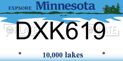 DXK619 Minnesota License Plate