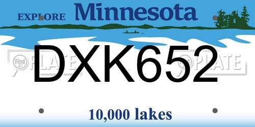 DXK652 Minnesota License Plate