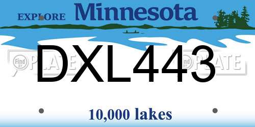 DXL443 Minnesota License Plate