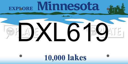 DXL619 Minnesota License Plate