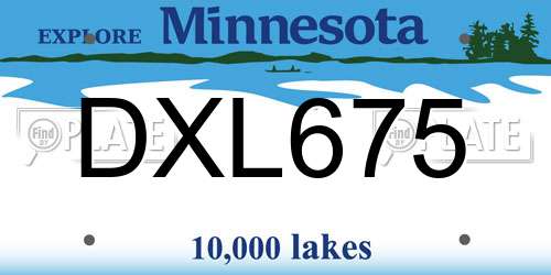 DXL675 Minnesota License Plate