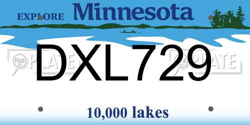 DXL729 Minnesota License Plate