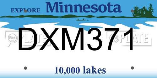 DXM371 Minnesota License Plate