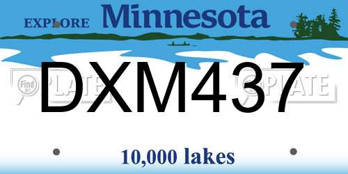 DXM437 Minnesota License Plate
