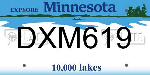 DXM619 Minnesota License Plate