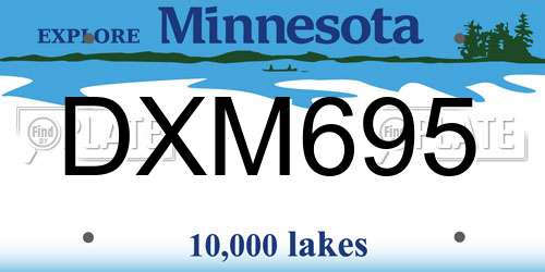 DXM695 Minnesota License Plate